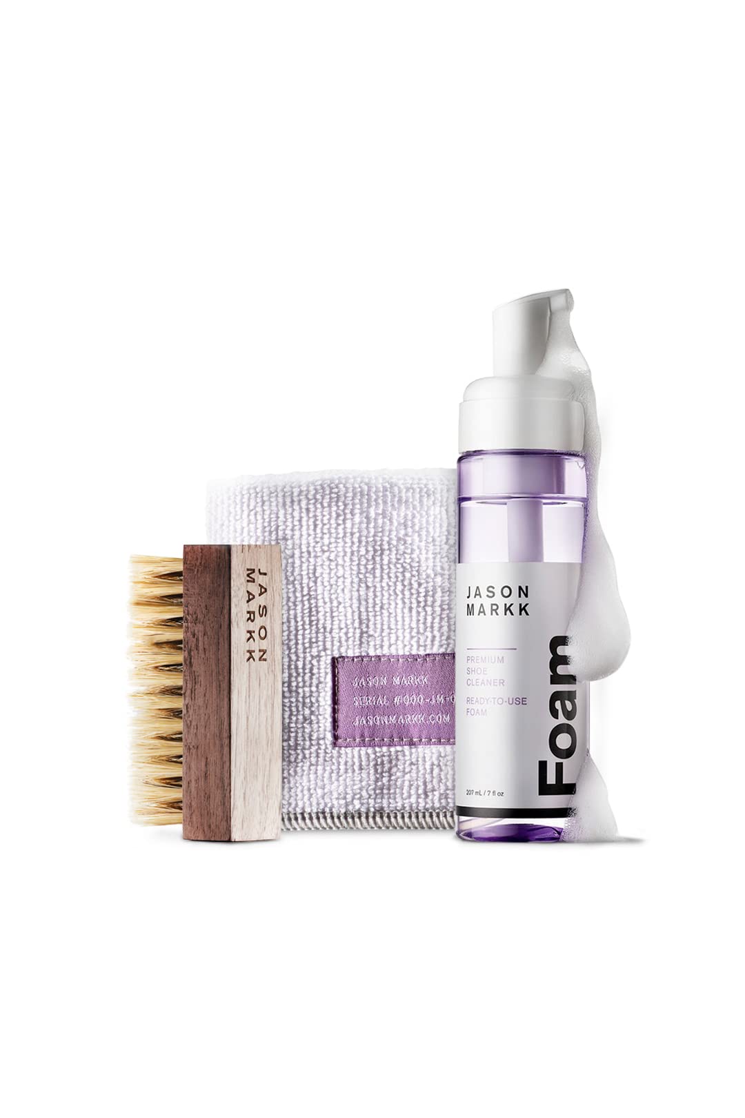 Jason Markk Gebrauchsfertiger Reinigungsschaum + Premium-Bürste + Mikrofasertuch-Bundle - Ultimative