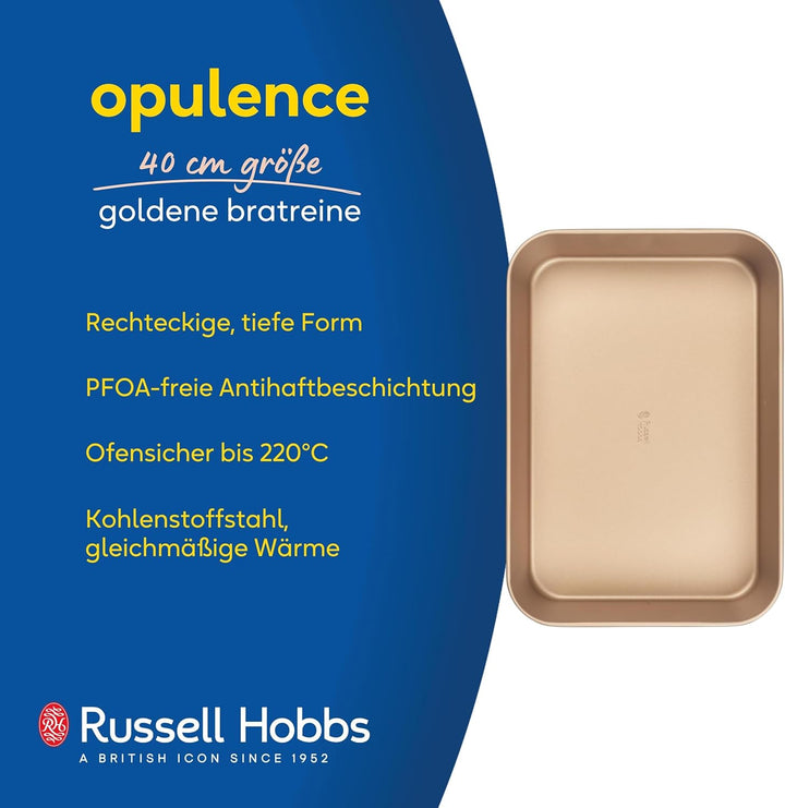 Russell Hobbs Opulence 40 cm Bratpfanne – Antihaftbeschichtet, Rechteckiger Tiefer Bräter, Spülmasch