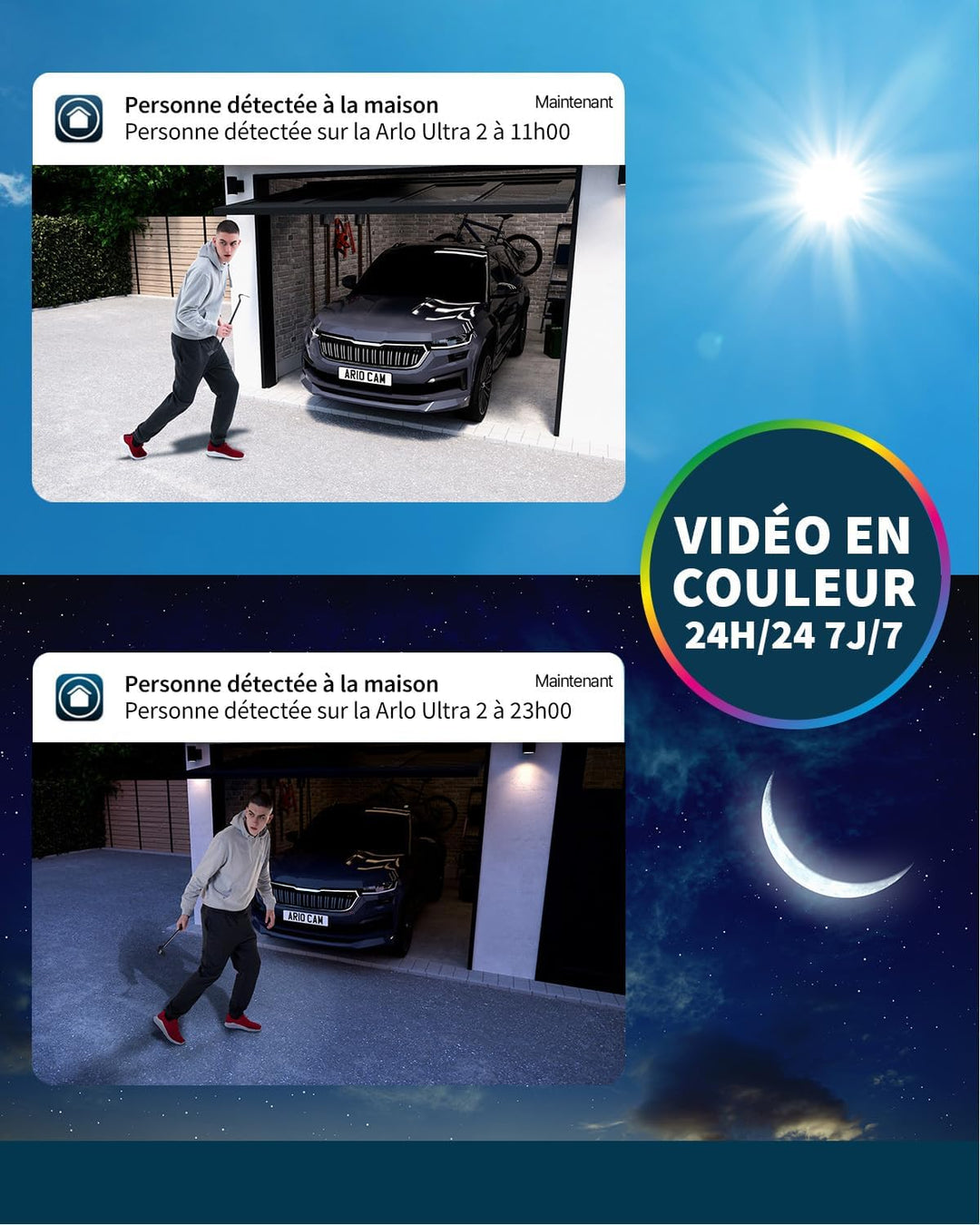 Arlo Ultra 2 Überwachungskamera Aussen WLAN, Kabellos, 3er Set, 4K UHD Qualitätsprodukt, 180° Sichtf