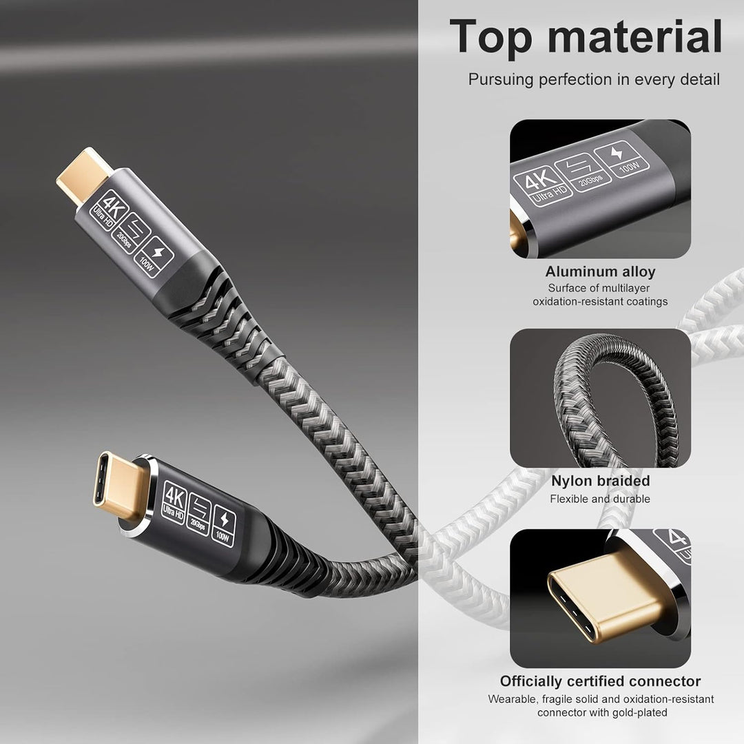 CAKOBLE USB C Kabel 5M,USB C auf USBC 3.2 Gen2 Schnellladekabel,20 Gbps Datenübertragung, 100W 20V/5