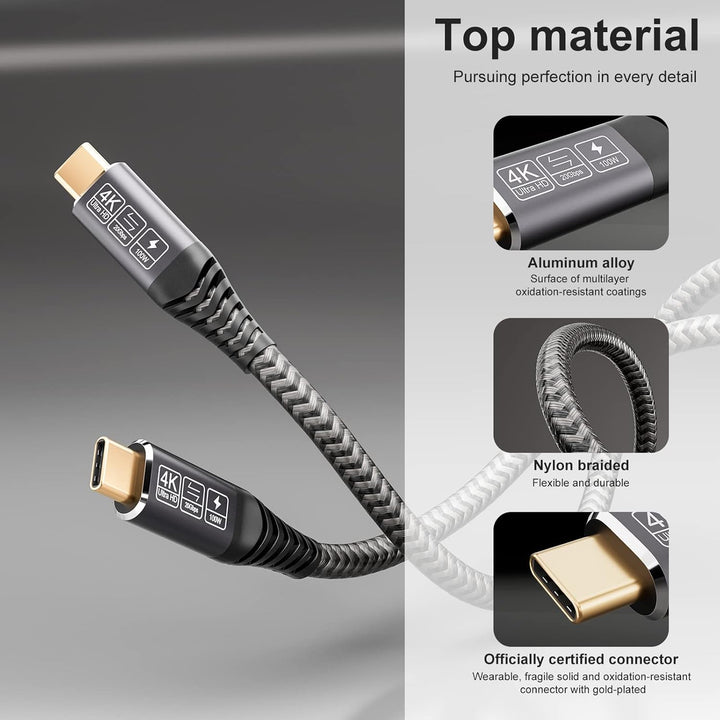 CAKOBLE USB C Kabel 5M,USB C auf USBC 3.2 Gen2 Schnellladekabel,20 Gbps Datenübertragung, 100W 20V/5