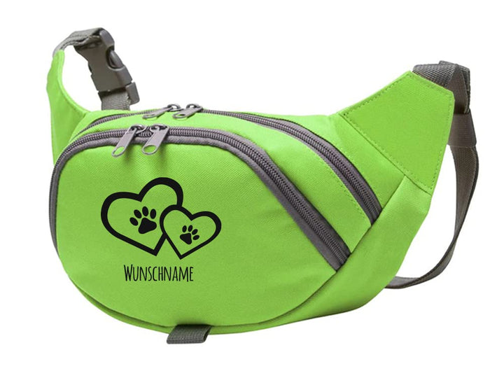 Tierisch-tolle Geschenke Hundesport Bauchtasche Leckerlie-Tasche mit 2 Herzen, 2 Pfoten und Wunschna
