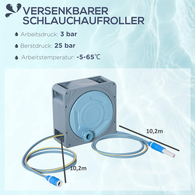 Outsunny Schlauchtrommel 10,2 m Schlauchaufroller Automatik schwenkbar Druckluft Garten Druckluftsch