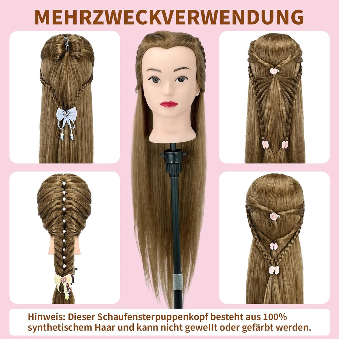 Aofadaning Trainingsköpfe 100% von dem Hochtemperaturfaser Haar 28zoll Trainingskopf für Frisöre wit