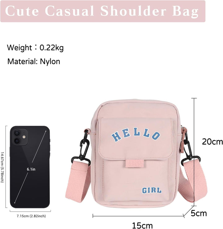 PORRASSO Casual Umhängetasche Mädchen Schultertasche Nylon Schulrachnzen Damen Messenger-Tasche Cros