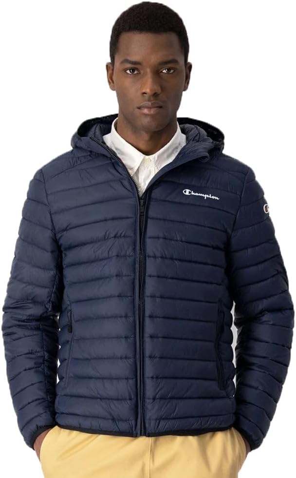 Champion Herren Legacy Outdoor Small Logo Hooded Wattierte Jacke L Schwarz, L Schwarz