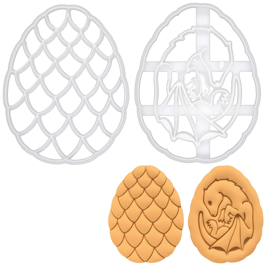 2er Set Dracheneier Ausstechformen (Formen: Drachenei und Drachenfötus), 2 Teile, Bakerlogy
