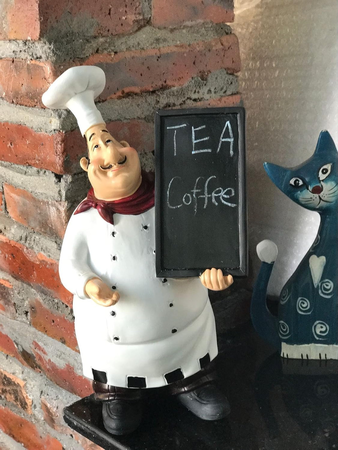 KiaoTime 98915HB Italienische Chef-Figuren Küchendekoration mit Kreidetafel, Küchenfigur, Sammlerstü