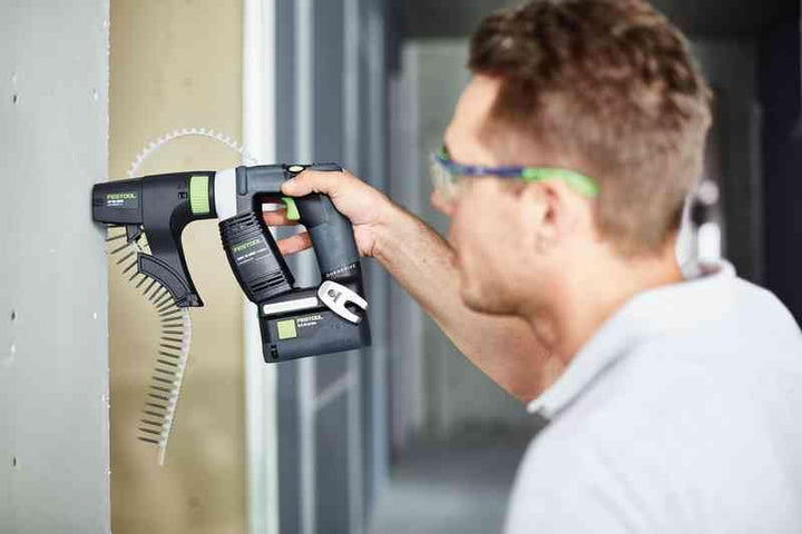 Festool Akku-Bauschrauber DWC 18-4500 Basic DURADRIVE (mit Magazinvorsatz, Tiefenanschlag, Gerüsthak