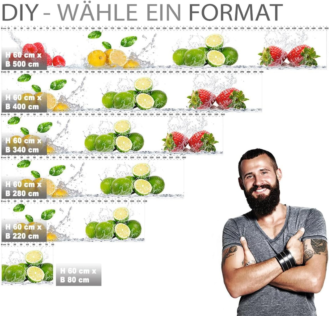 StickerProfis Küchenrückwand selbstklebend Glasoptik - Fruit Splash - 1.8mm, Versteift, alle Untergr