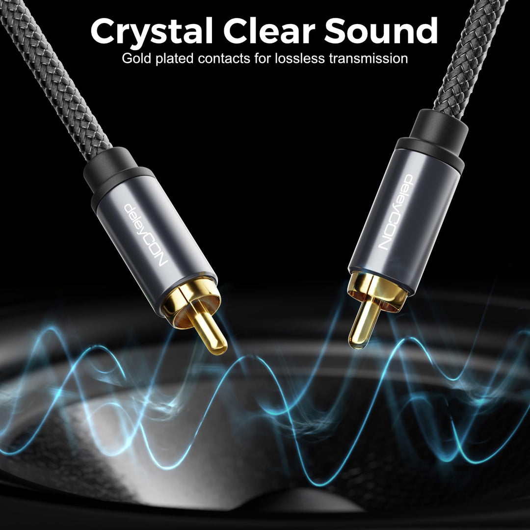 deleyCON 7,5m Subwoofer Kabel - Cinch RCA Koaxialkabel - für Subwoofer, AV-Receiver, HiFi-Verstärker