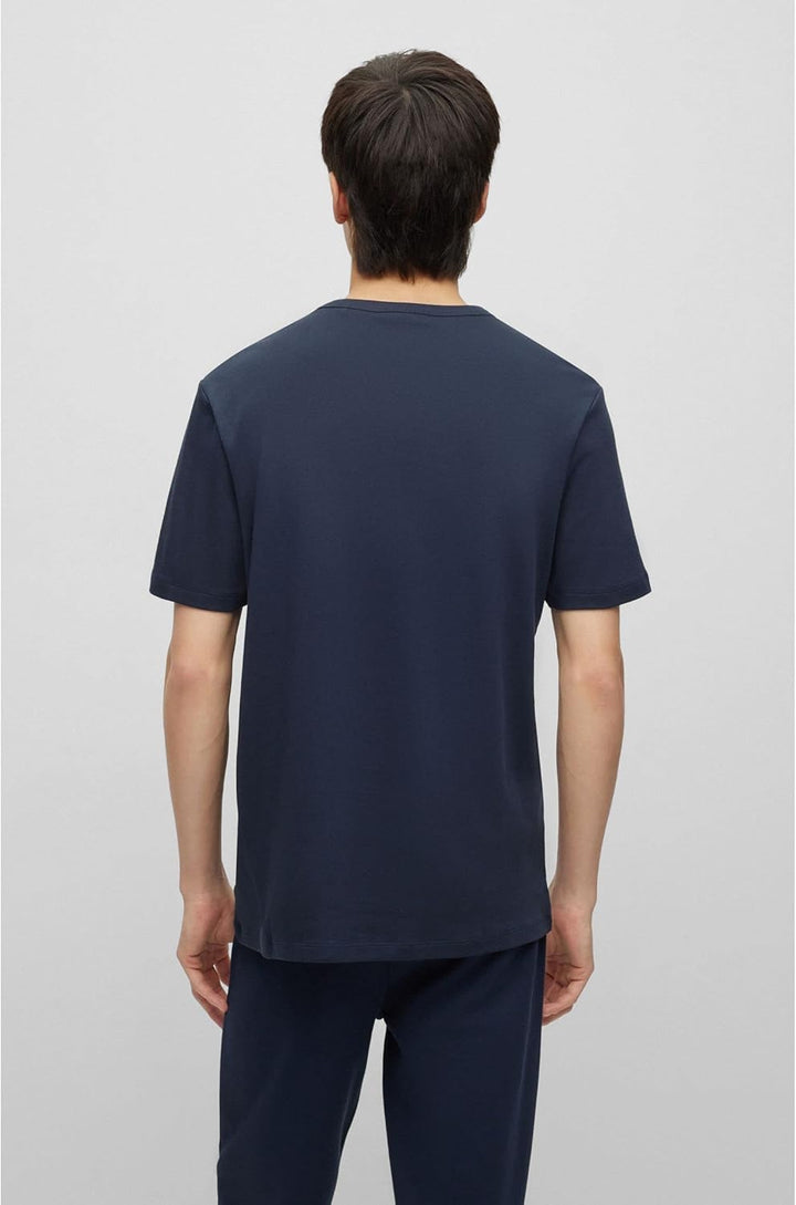 HUGO Herren Dozy Regular-Fit T-Shirt aus Pima-Baumwolle mit Kontrast-Logo, XS Dunkelblau