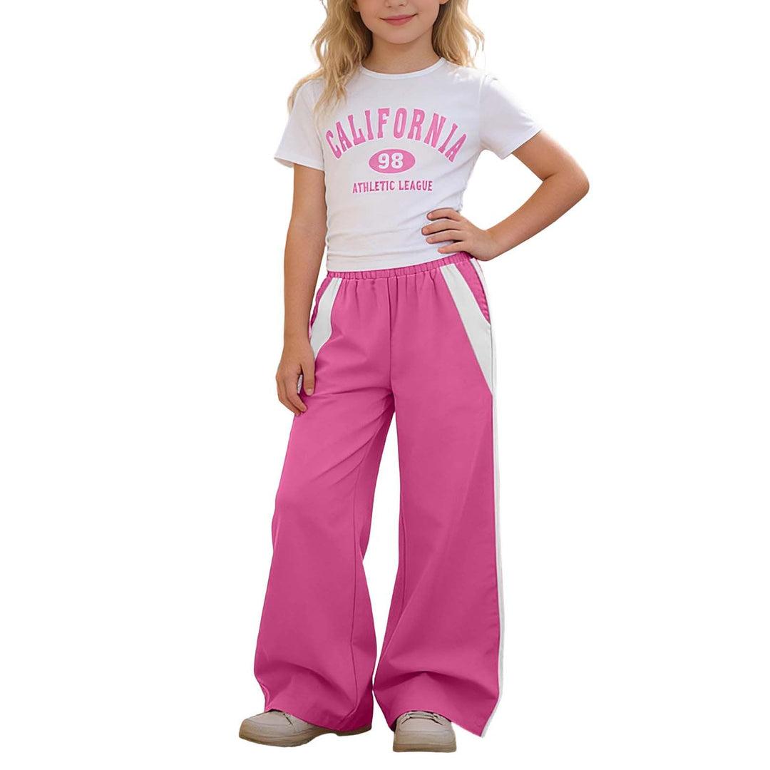 Generisch Kinder Set Kurzarm Shirt mit weissem Letter Print und Cargohose Loose Fit Freizeitstyle fü