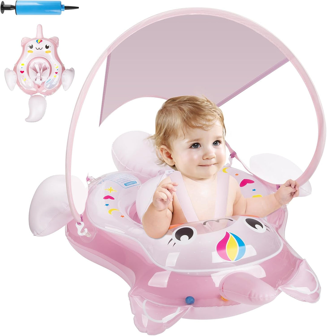 Parner Schwimmring Baby mit UPF50+ Sonnendach, Schwimmhilfe Baby für den Pool, Verstellbarer Sicherh