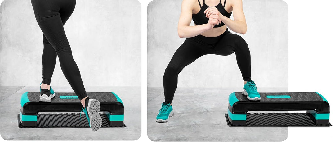 Neosport Aerobic Steppbrett Stepper Step-Bench mit Anti-Rutsch-Matte - Höhenverstellbar Stepbench mi