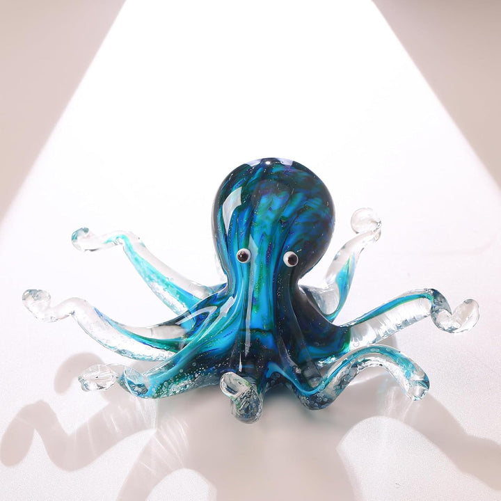 LCCCK Glas-Oktopus-Statue, Heimdekoration, mundgeblasenes Glasdekor, Ozean-Figuren, Oktopus-Skulptur