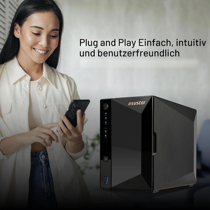 Asustor Drivestor 2 Pro Gen2 AS3302T v2, 2 Bay NAS Gehäuse Netzwerkspeicher, 1.7GHz Quad-Core, 2.5Gb