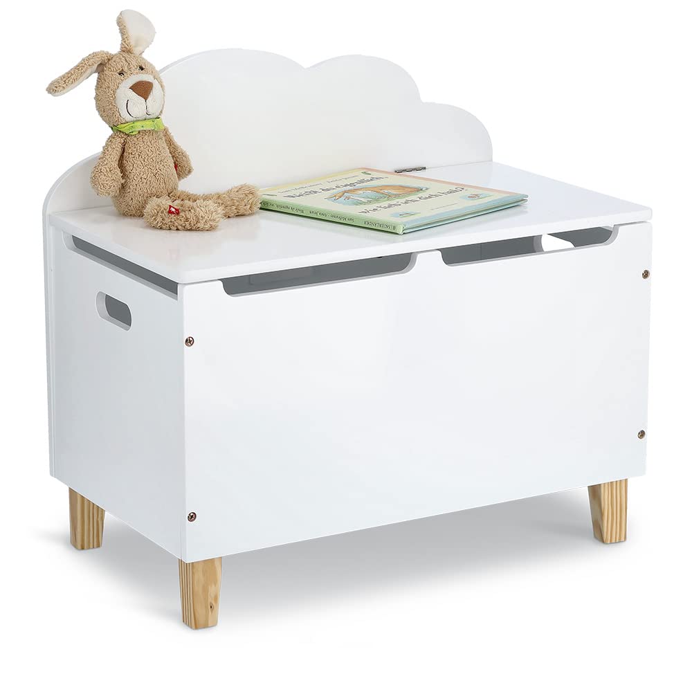 Zeller 13509 Kinder-Truhe "Wolke" mit Deckel, MDF/Kiefer, weiss, ca. 60 x 34,5 x 56 cm