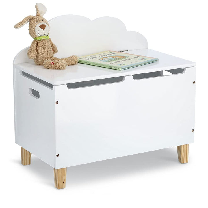Zeller 13509 Kinder-Truhe "Wolke" mit Deckel, MDF/Kiefer, weiss, ca. 60 x 34,5 x 56 cm