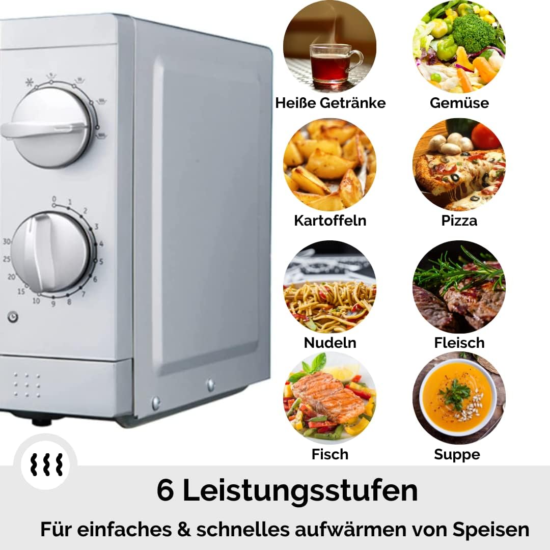 PKM Stand Unterbau Mikrowelle I 700W Mikrowellenleistung I 17L Garraum I 6 Leistungsstufen I Auftauf