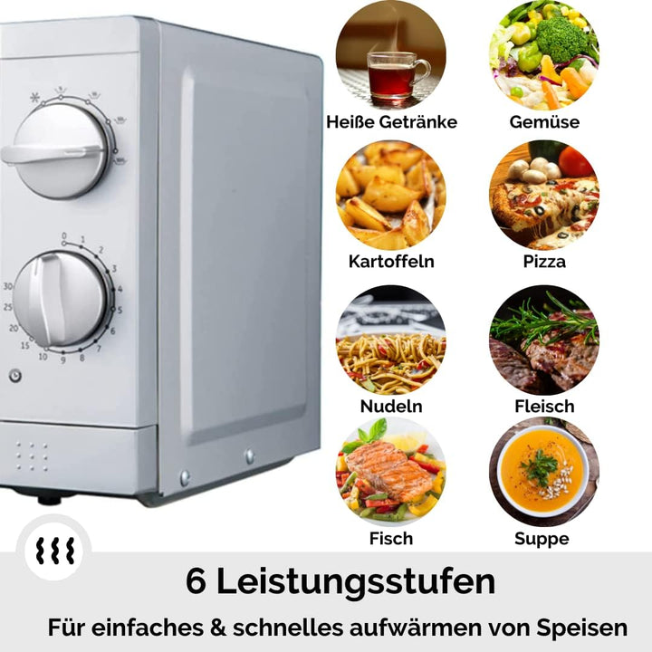 PKM Stand Unterbau Mikrowelle I 700W Mikrowellenleistung I 17L Garraum I 6 Leistungsstufen I Auftauf