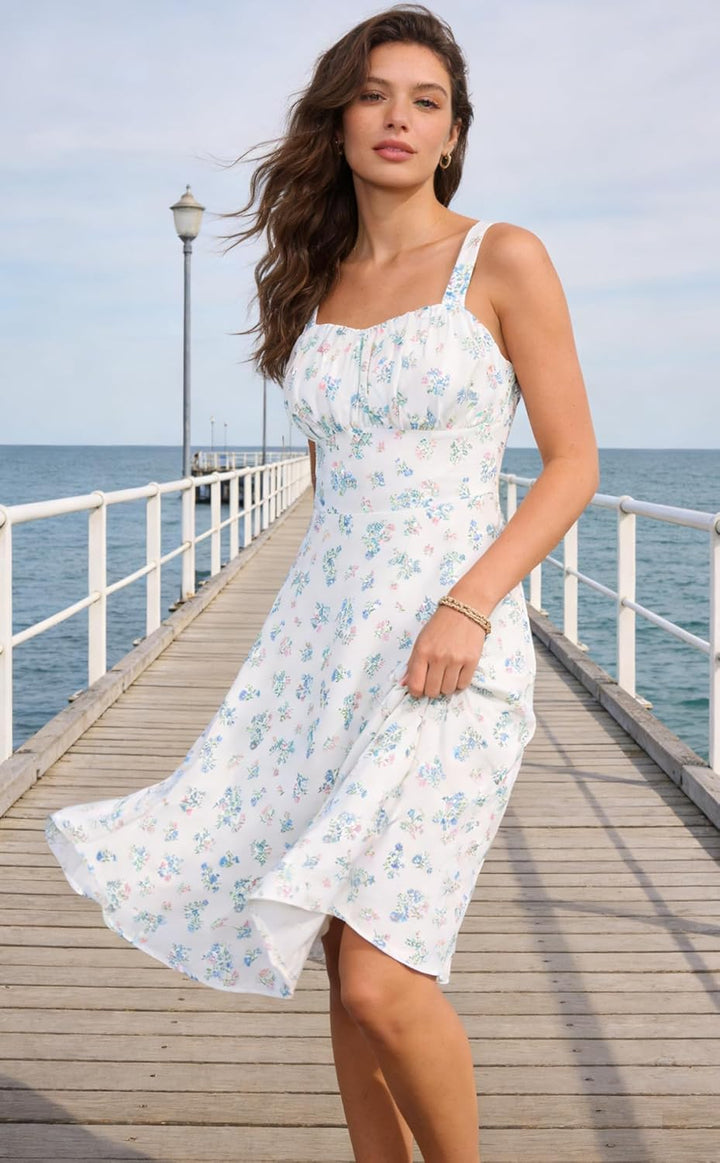 Belle Poque Damen Kleider Casual Cocktailkleid Sommerkleid Elegant Spaghetti Freizeitkleid A-Line La