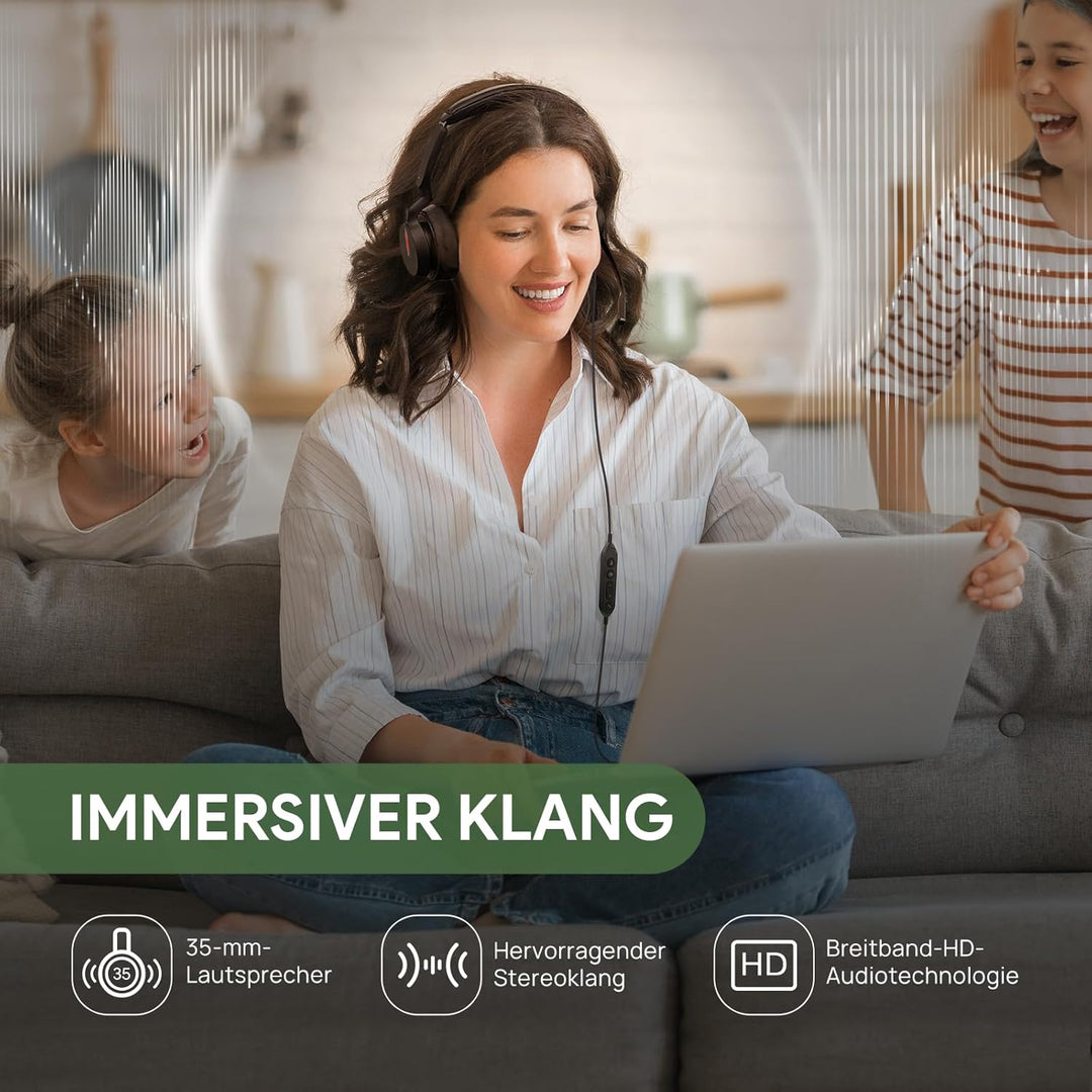 Yealink UH46 USB Stereo Headset mit Mikrofon Schnurgebundenes Büro Headset | Teams Dual Kopfhörer mi