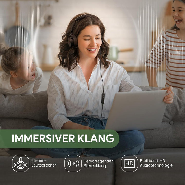 Yealink UH46 USB Stereo Headset mit Mikrofon Schnurgebundenes Büro Headset | Teams Dual Kopfhörer mi
