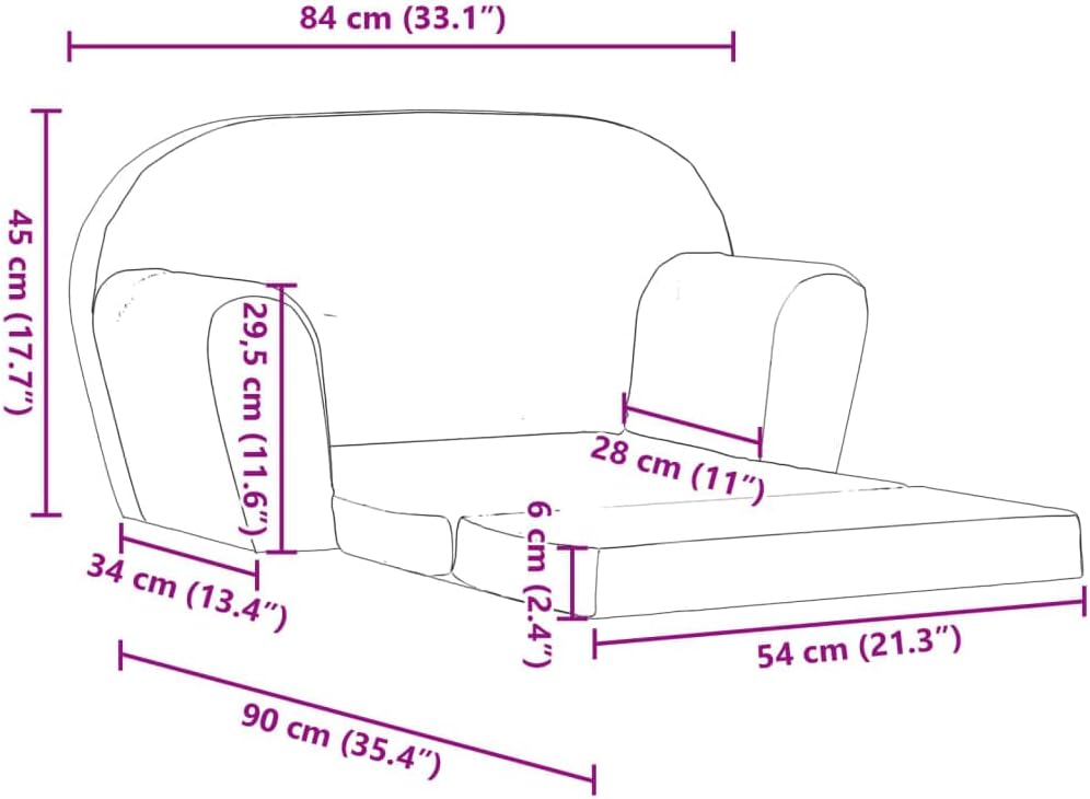 vidaXL Kindersofa mit Bettfunktion Sessel Schlafsofa Lounge Kinderzimmer Grau schlichtes Grau, schli