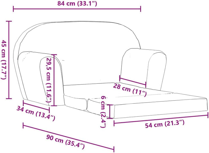 vidaXL Kindersofa mit Bettfunktion Sessel Schlafsofa Lounge Kinderzimmer Grau schlichtes Grau, schli