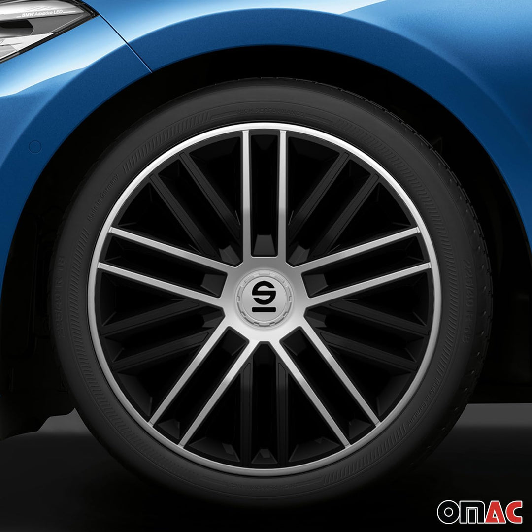 Sparco Radzierblenden Bergamo - 16-Zoll - Schwarz/Silber - Satz mit 4 Stück