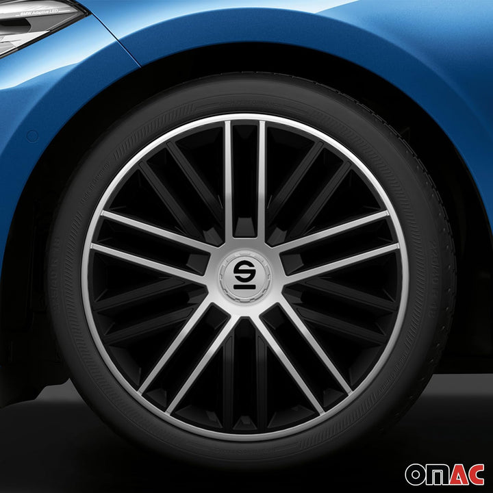 Sparco Radzierblenden Bergamo - 16-Zoll - Schwarz/Silber - Satz mit 4 Stück