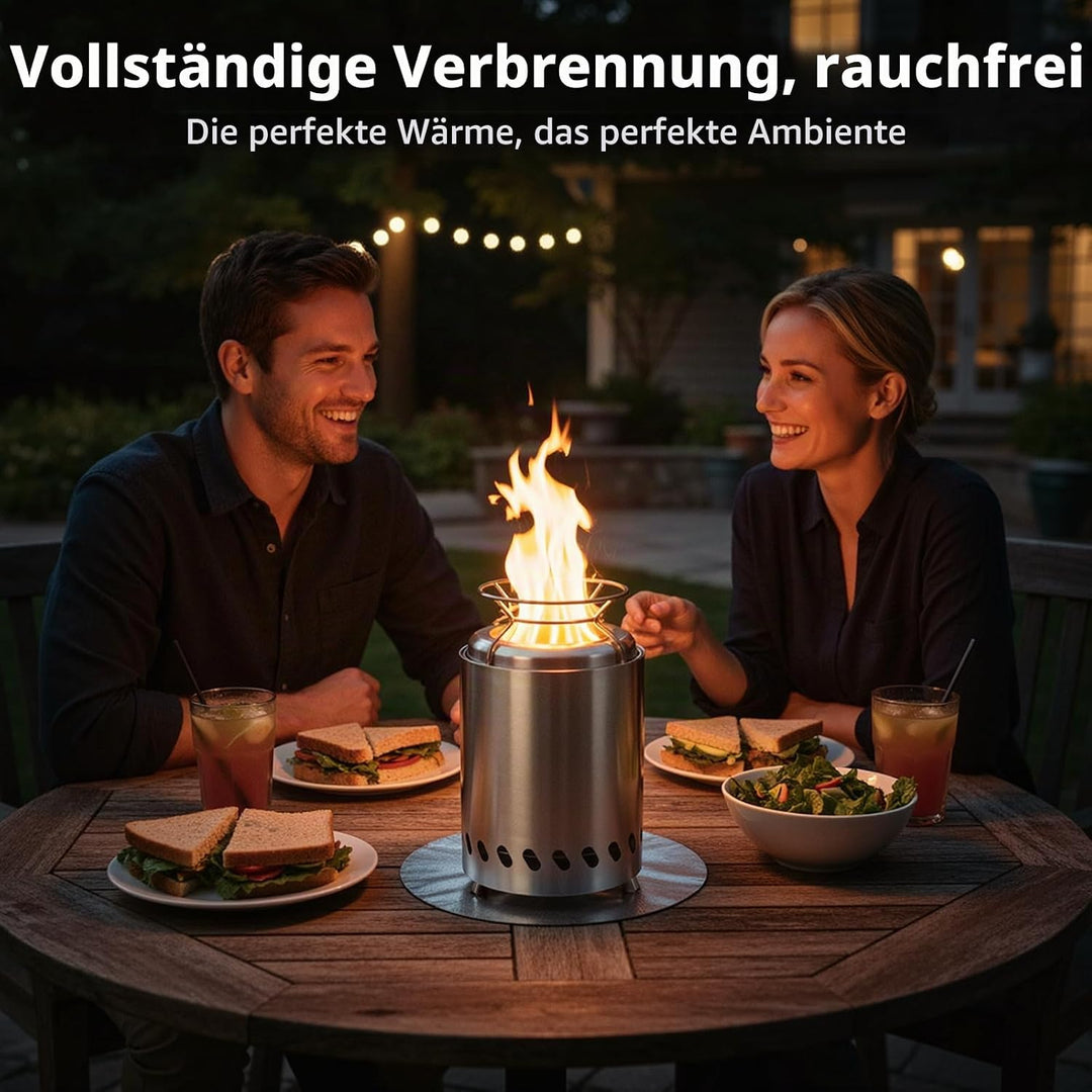 SMOOL Rauchfreier Tischfeuerkorb, Edelstahl raucharm, tragbaher Ofen für Camping, Outdoor &amp; Terrasse