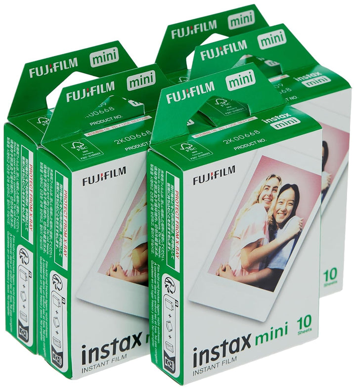 Fuji 96090 Instax Mini Sofortbildfilm, 10 Blatt, 5 Stück, Weiss