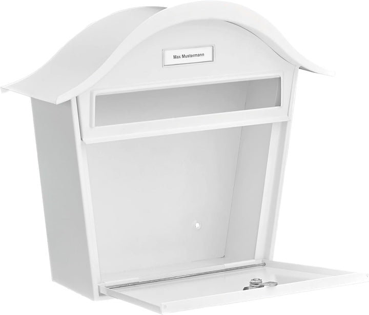 Burg Wächter Briefkasten, A5 Einwurf-Format, Verzinkt, Stahlblech, Holiday 5842 W, Weiss, Stahl Weis