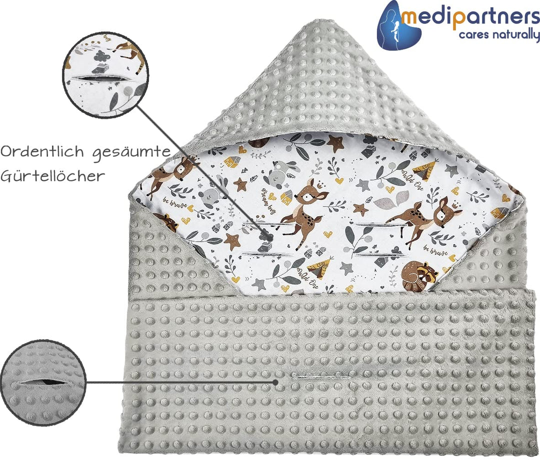 Medi Partners Einschlagdecke Baby Babyschale 100% Baumwolle für Sommer 85x85cm Kinderwagen Kuschelde