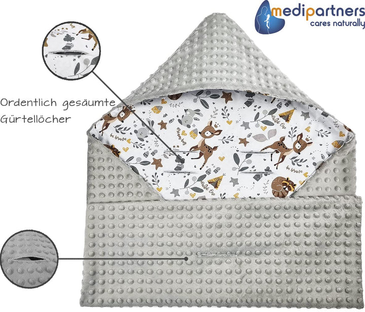 Medi Partners Einschlagdecke Baby Babyschale 100% Baumwolle für Sommer 85x85cm Kinderwagen Kuschelde