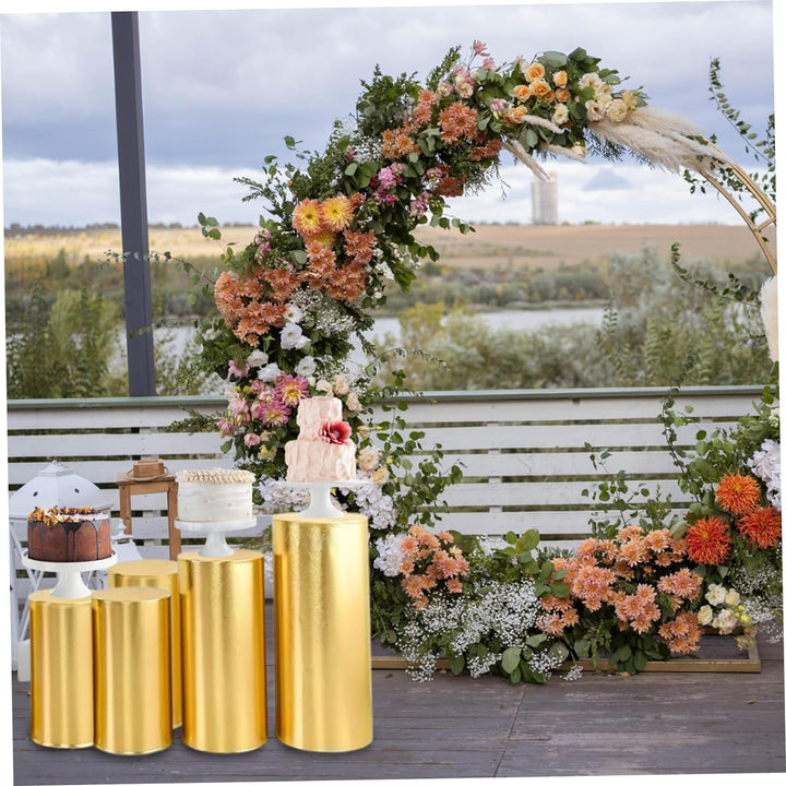 Zylinderabdeckungen Golden Metall Zylinder Podest Ständer Display Ständer für Babyshower Party Requi