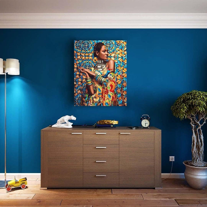 ARTNAPI Malen nach Zahlen Erwachsene mit Rahmen | DIY Handgemalt | Frau in farbigem Kleid | Kit für