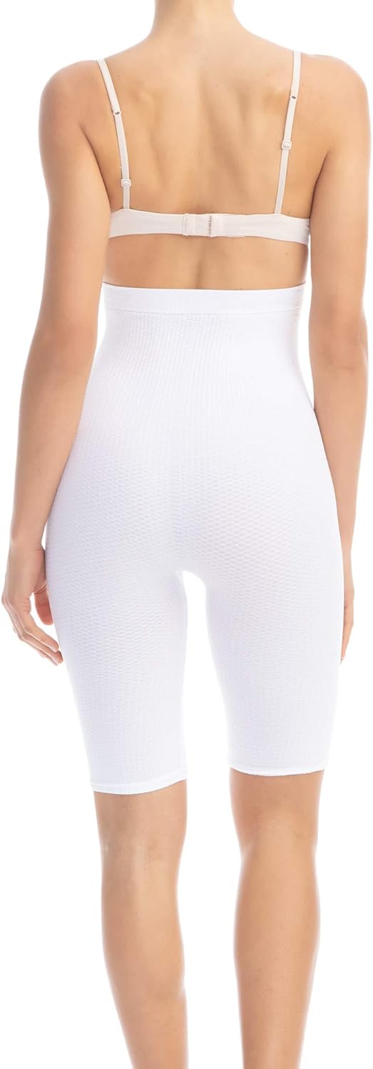 FarmaCell 113 Shorts Hohe Taille, massierende und reduzierende Hose, Anti-Cellulite XL-XXL Weiss, XL