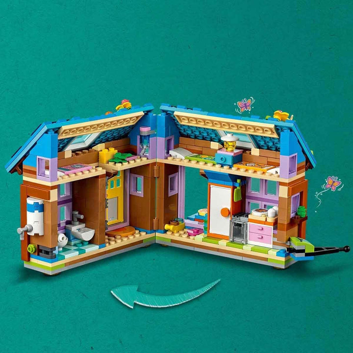 LEGO 41735 Friends Mobiles Haus, Camping-Spielzeug mit Auto, Tieren und Mini-Puppen Leo, Paisley &amp; L