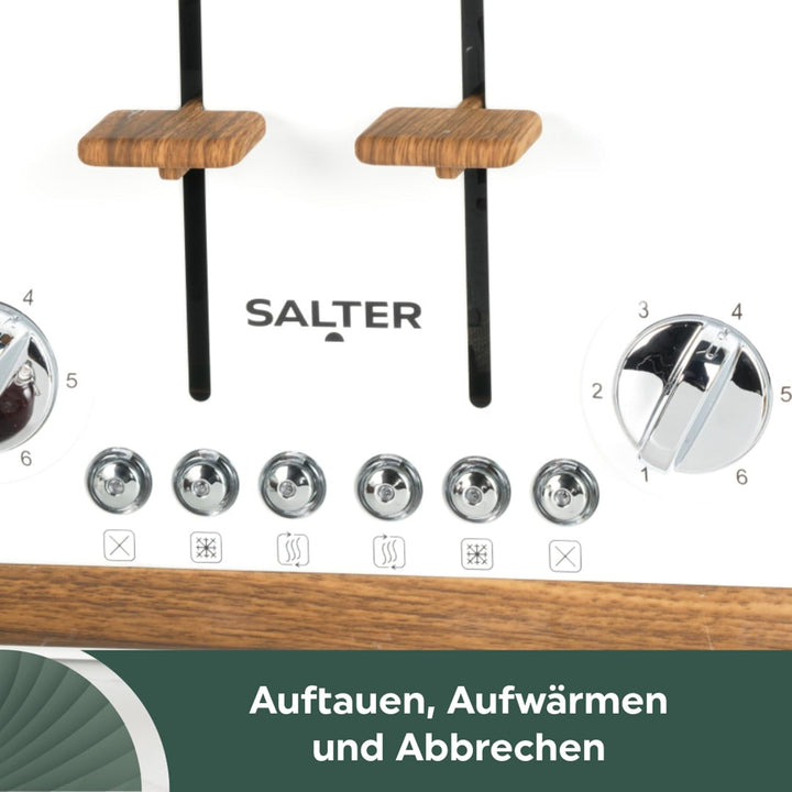 SALTER Toronto 4-Scheiben-Toaster – Breite Schlitze, 6 Bräunungsstufen, herausnehmbare Krümelschubla