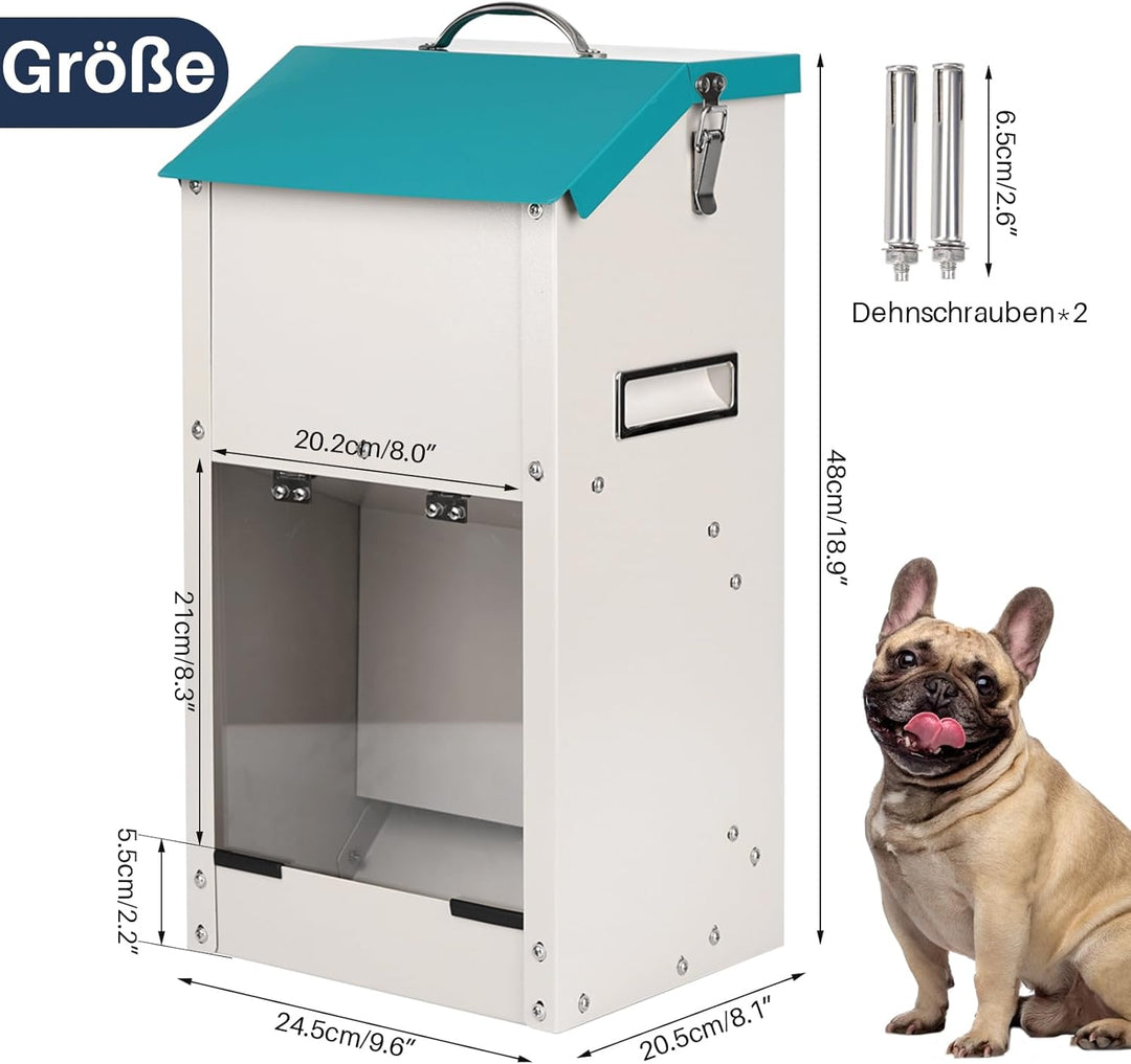 Futterautomat für Hunde - Fassungsvermögen 7 kg, Kann Das Futter Vor Feuchtigkeit SchüTzen, Anti-Nag