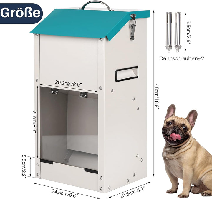 Futterautomat für Hunde - Fassungsvermögen 7 kg, Kann Das Futter Vor Feuchtigkeit SchüTzen, Anti-Nag