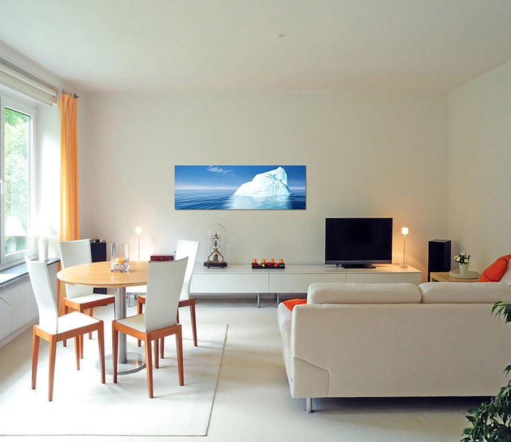 Paul Sinus Art Panoramabild auf Leinwand und Keilrahmen 150x50cm Meer Eisberg Himmel abstrakt