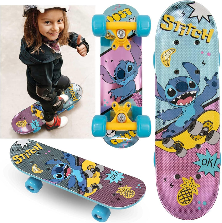 Paw Patrol Chase Holz Skateboard für Jungen 61cm, rutschfestes Brett 20-50kg Stitch, Stitch