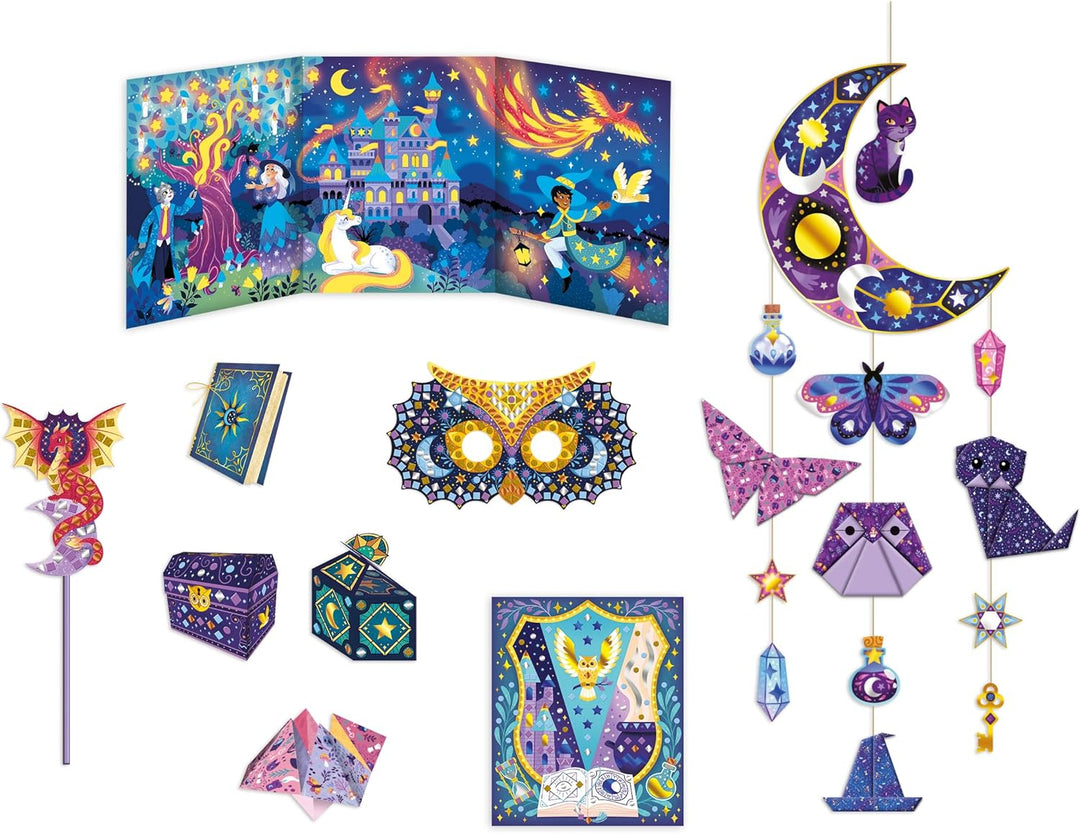 Janod - Multi-Aktivitäten-Set - Magic School - 11 Projekte - Hexenthema - DIY-Kinderbastelset - Gesc
