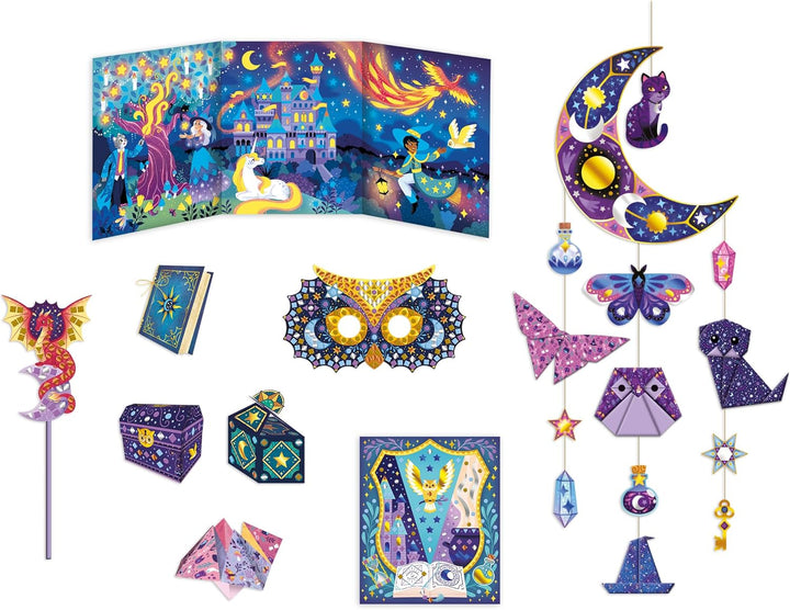 Janod - Multi-Aktivitäten-Set - Magic School - 11 Projekte - Hexenthema - DIY-Kinderbastelset - Gesc