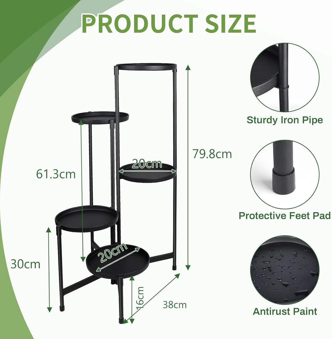 lalago 5 Etagen Blumenständer, Pflanzenregal Blumenregal Indoor Outdoor, Metall Pflanzenständer, Blu