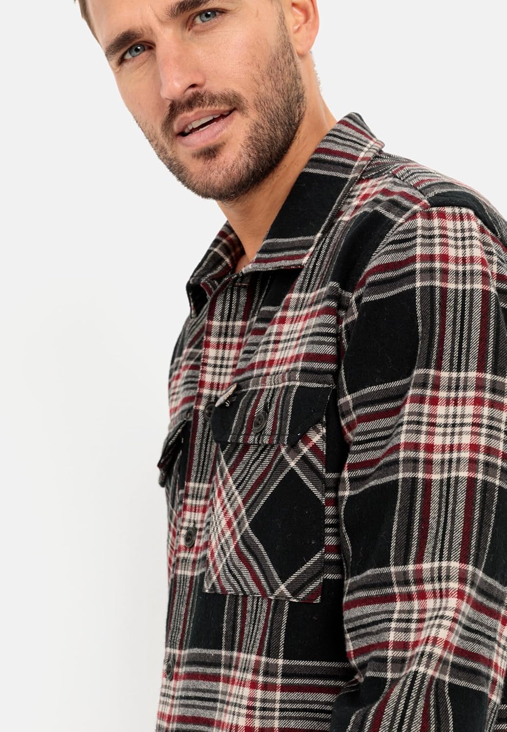 camel active Herren Flanell Overshirt im Karomuster L Anthra, L Anthra